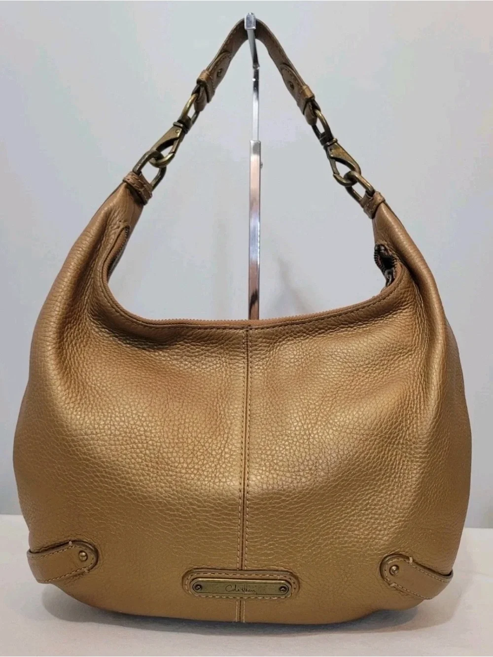 Cole Haan Pebbled Leather Hobo Shoulder Bag in Bronze Y2K
